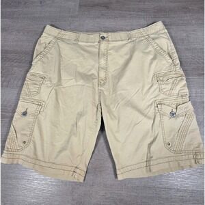 Plugg Shorts Mens 46‎ Cargo Brown Beige Pockets Stretch Hiking Outdoors